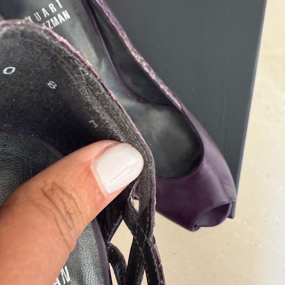 Stuart Weitzman Dark Purple Peep-Toe Heels - Picture 16 of 16